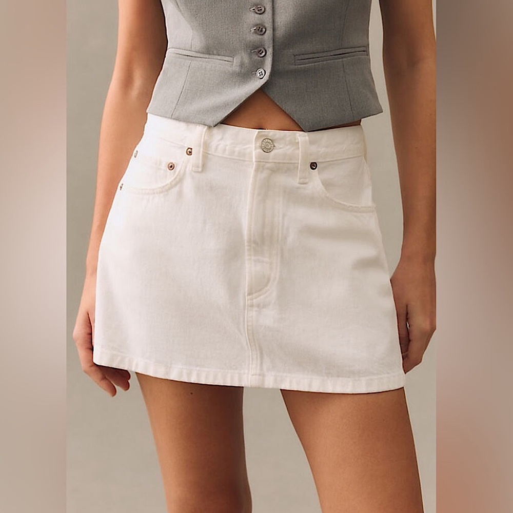 AGOLDE | LIV Denim Mini Skirt - White